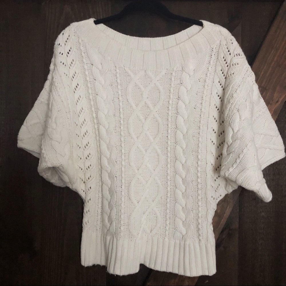 Express cable knit short sleeve sweater